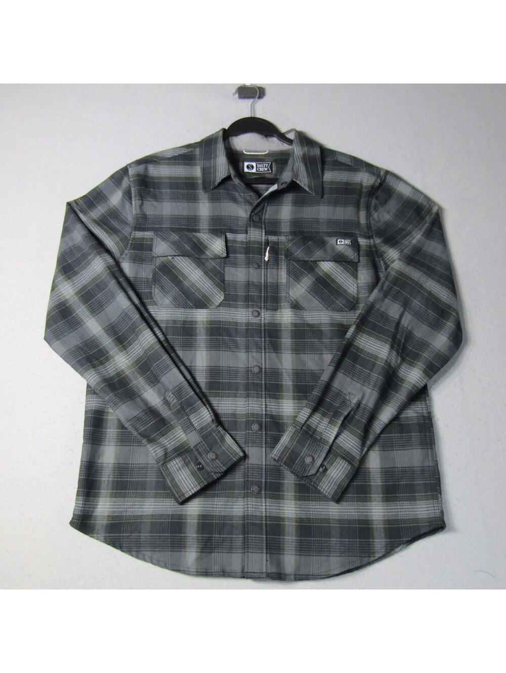 NWT Salty Crew Fathom LS Tech Flannel Shirt Men's S Pirate Black